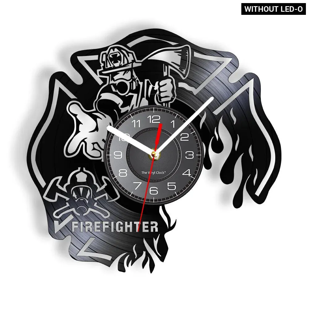 Firefighter Wall Clock with Maltese Cross Design