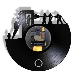Firefighting Wall Art Clock Firemen Vintage Vinyl Record Led Vinyl Record Wall