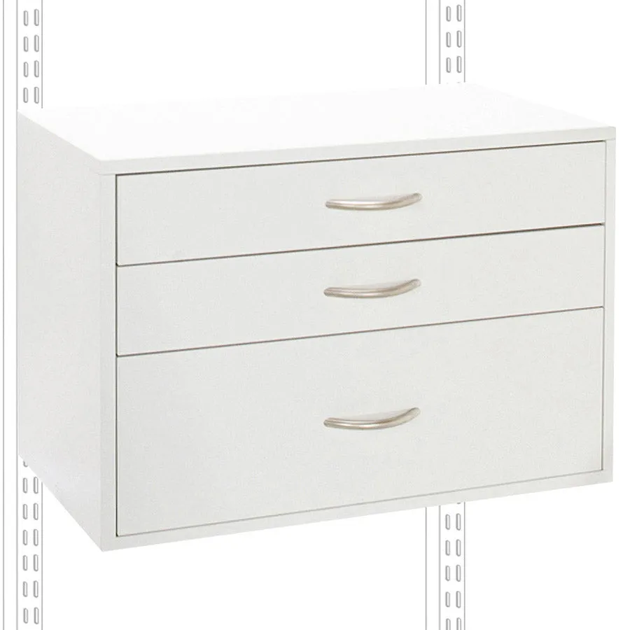 freedomRail Three-Drawer O-Box - White