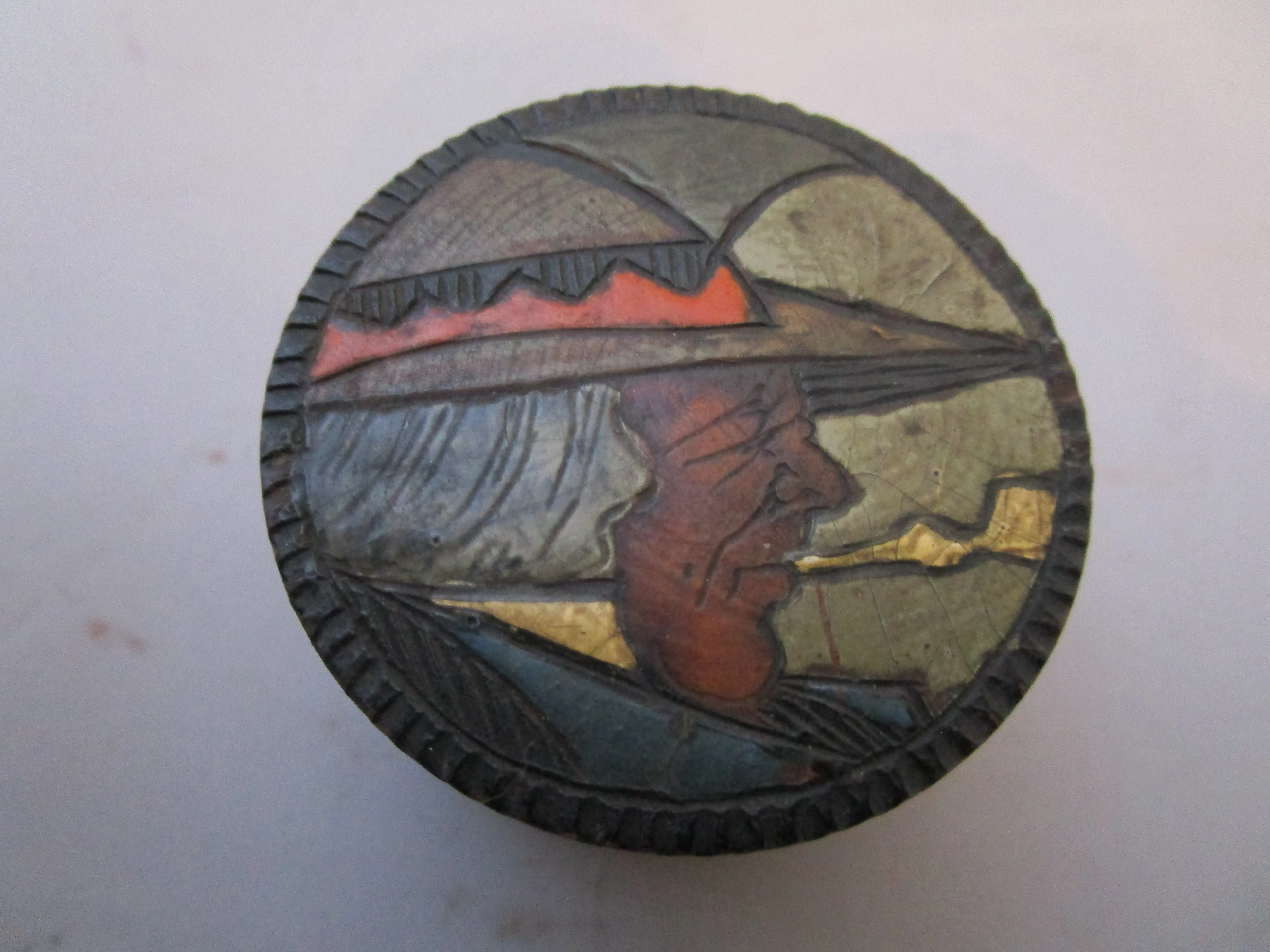 French Paul Fouillen Quimper Pyrography Treen Snuff Box Antique Art Deco c1920