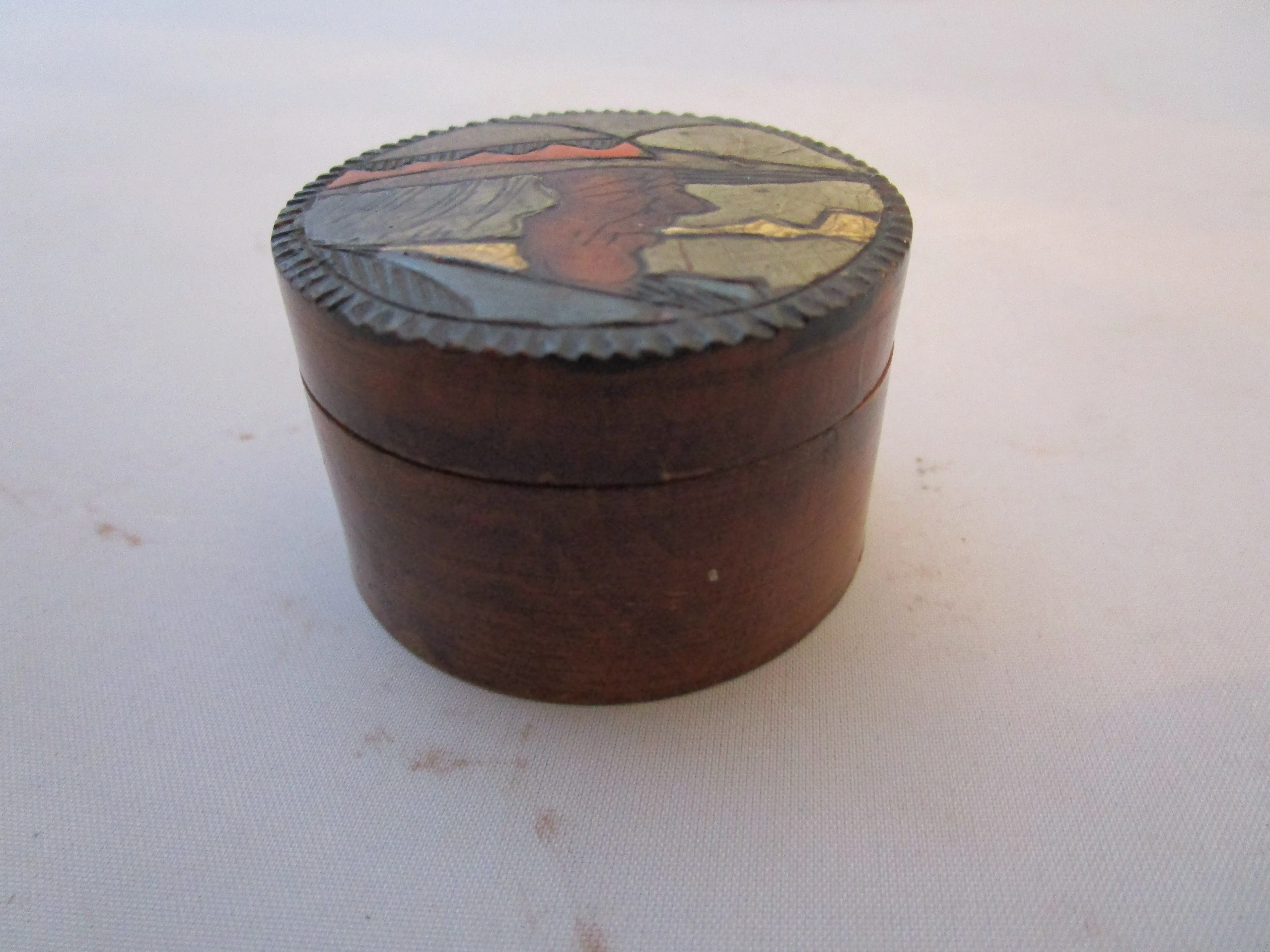 French Paul Fouillen Quimper Pyrography Treen Snuff Box Antique Art Deco c1920