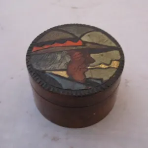 French Paul Fouillen Quimper Pyrography Treen Snuff Box Antique Art Deco c1920