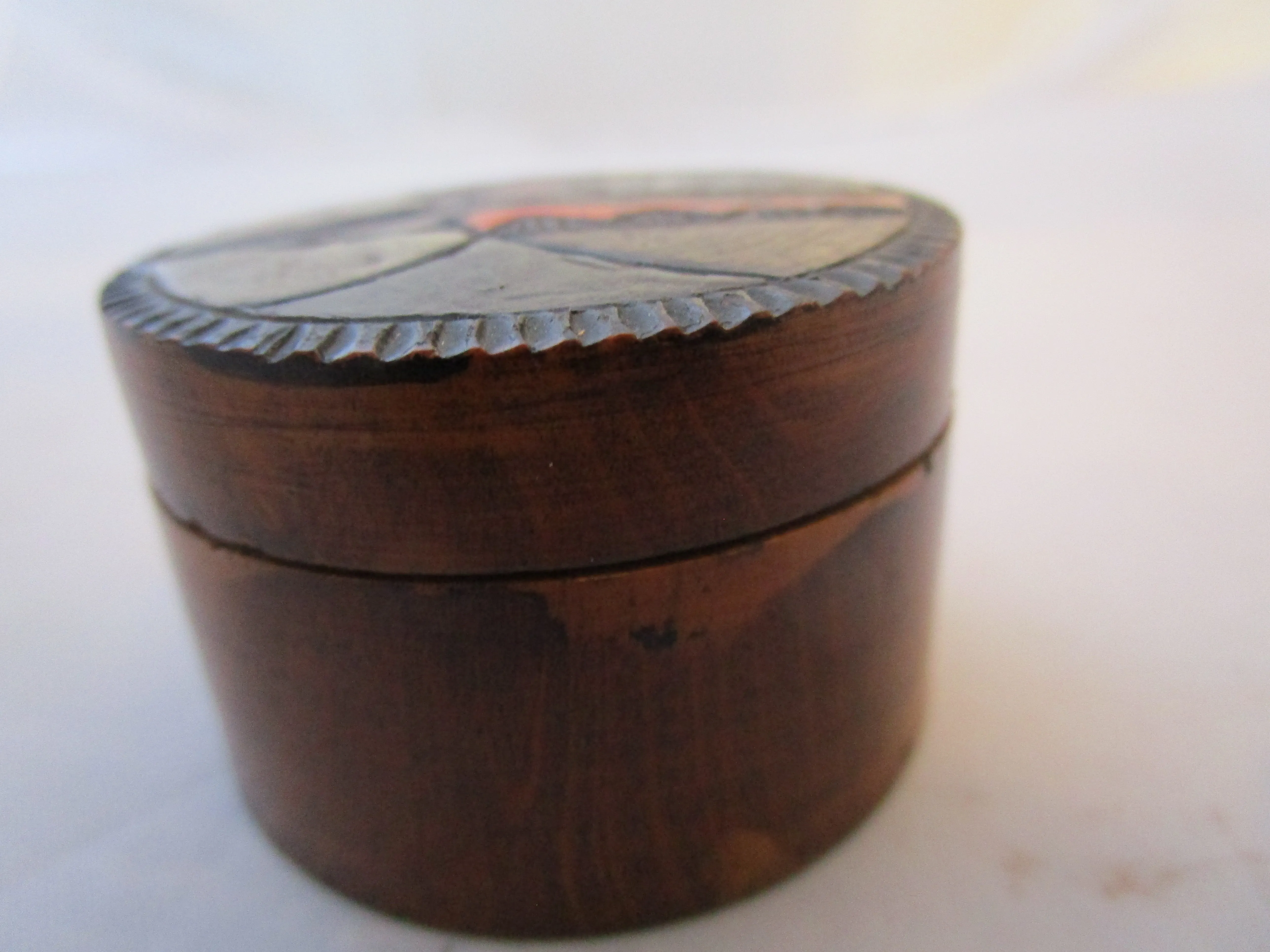 French Paul Fouillen Quimper Pyrography Treen Snuff Box Antique Art Deco c1920