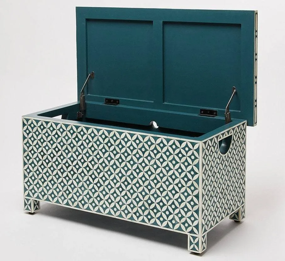Geometric Bone Inlay Trunk Cum Coffee Table