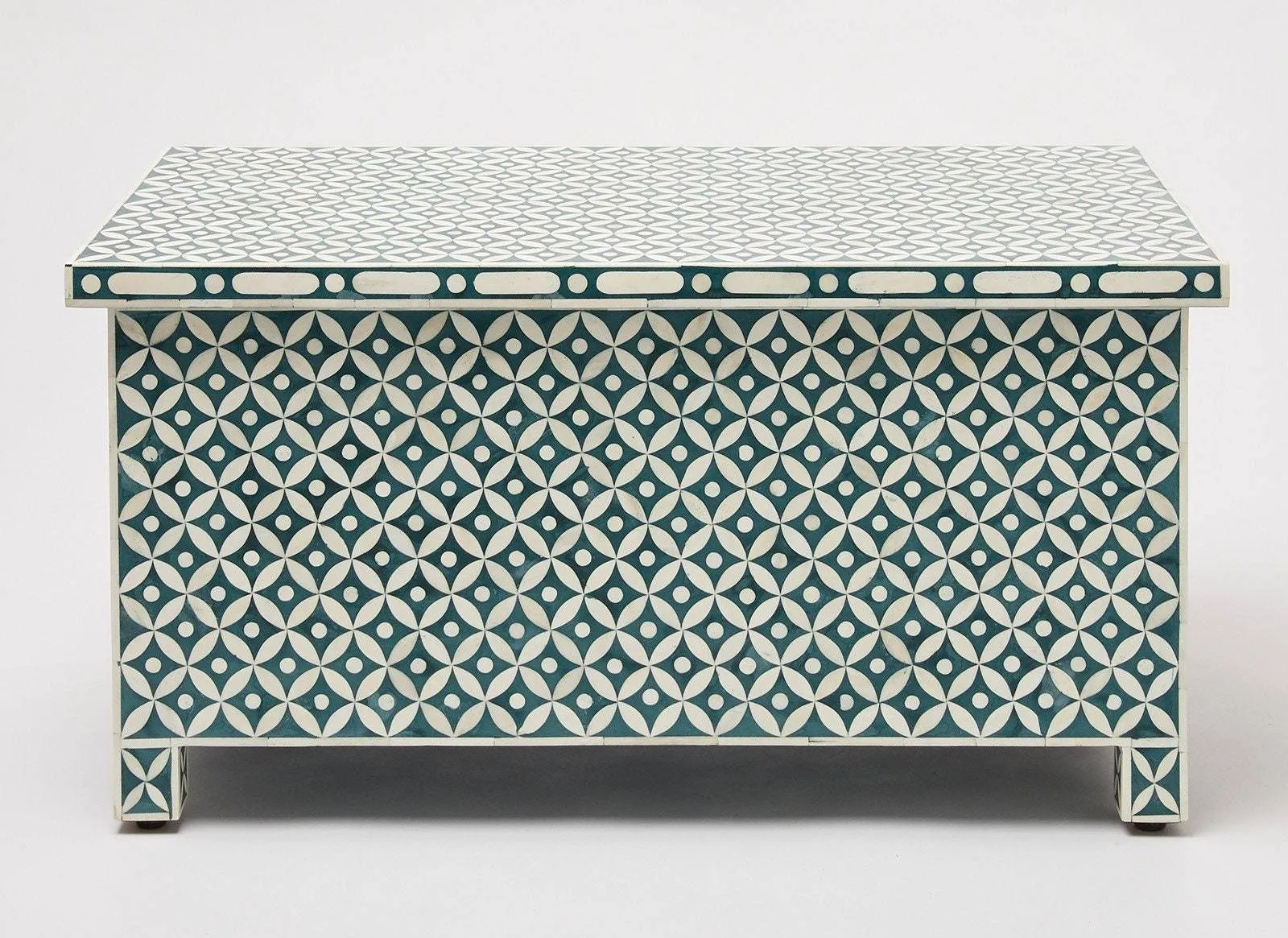 Geometric Bone Inlay Trunk Cum Coffee Table