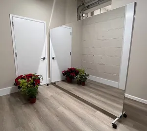 Glassless Mirror, Floor Stand and Corkboard Back Panel, 48" W x 84" H