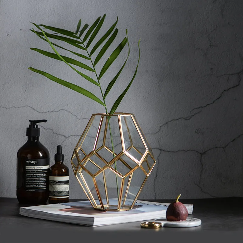 Gold and Glass Faceted Vase