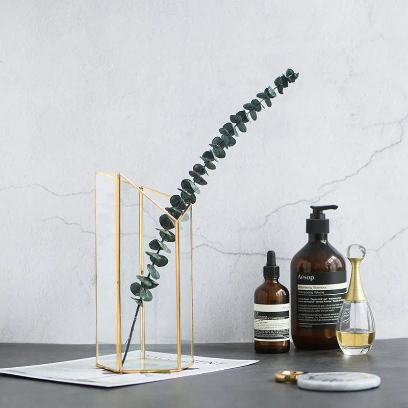 Gold and Glass Faceted Vase