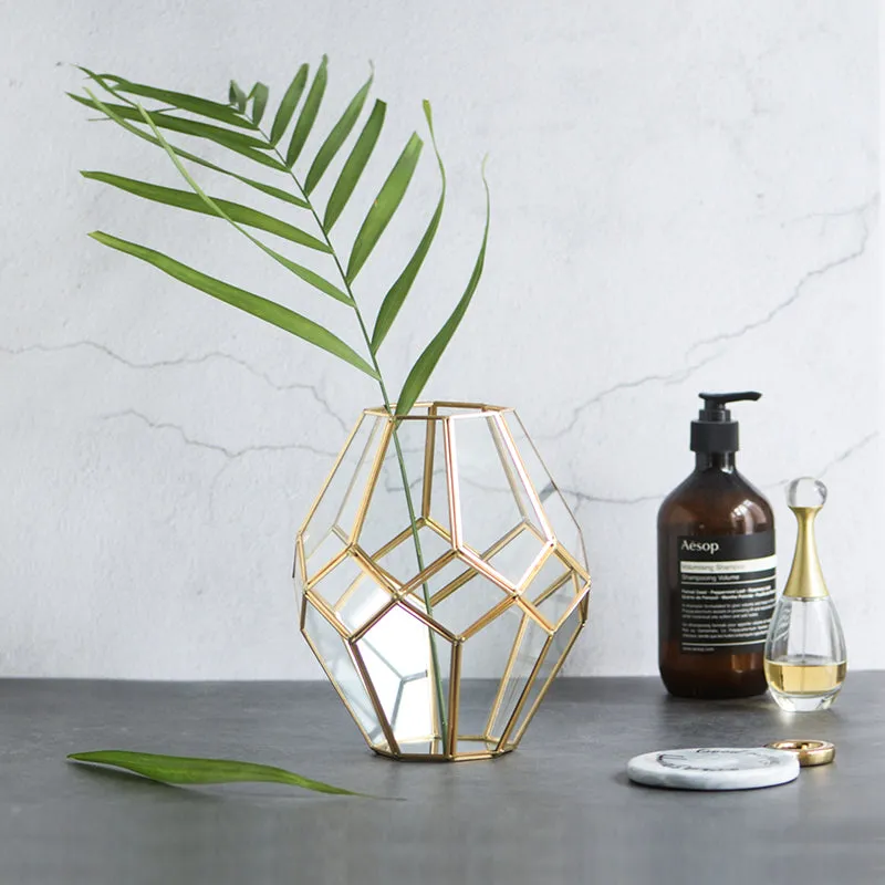 Gold and Glass Faceted Vase