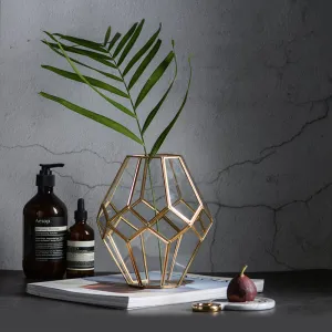 Gold and Glass Faceted Vase
