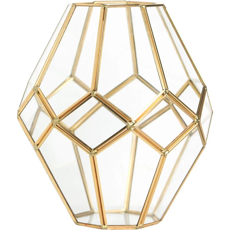 Gold and Glass Faceted Vase