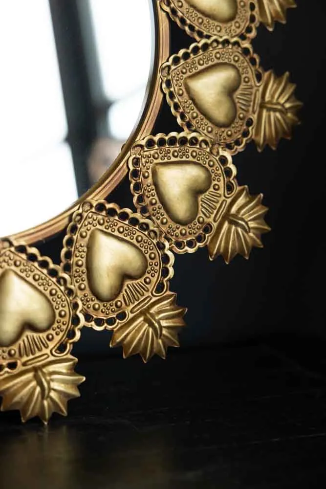 Gold Milagro Heart Mirror