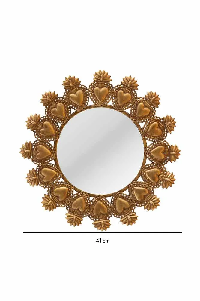 Gold Milagro Heart Mirror