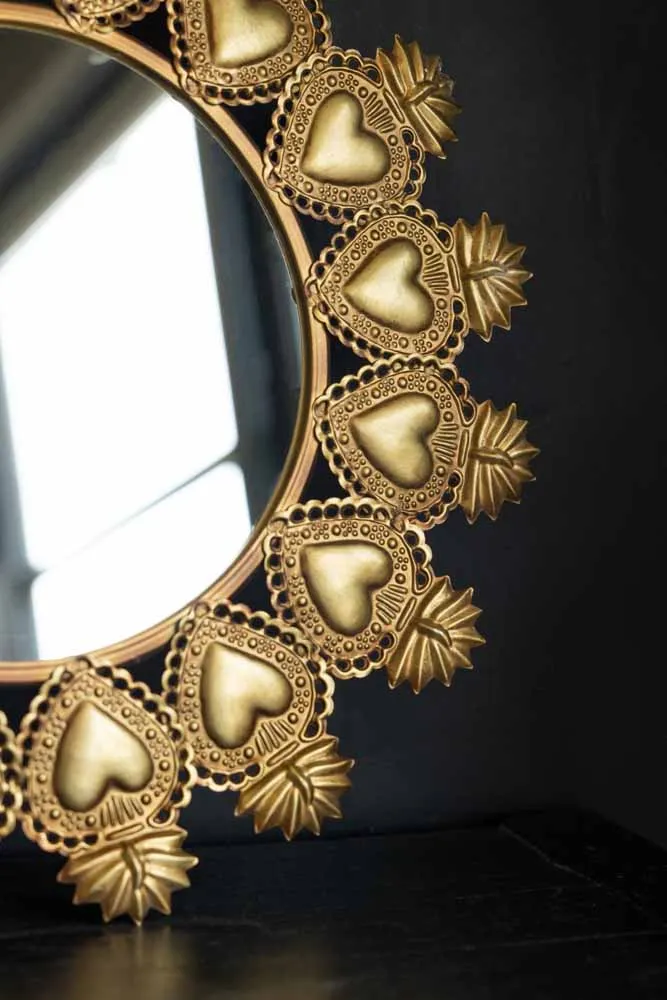 Gold Milagro Heart Mirror