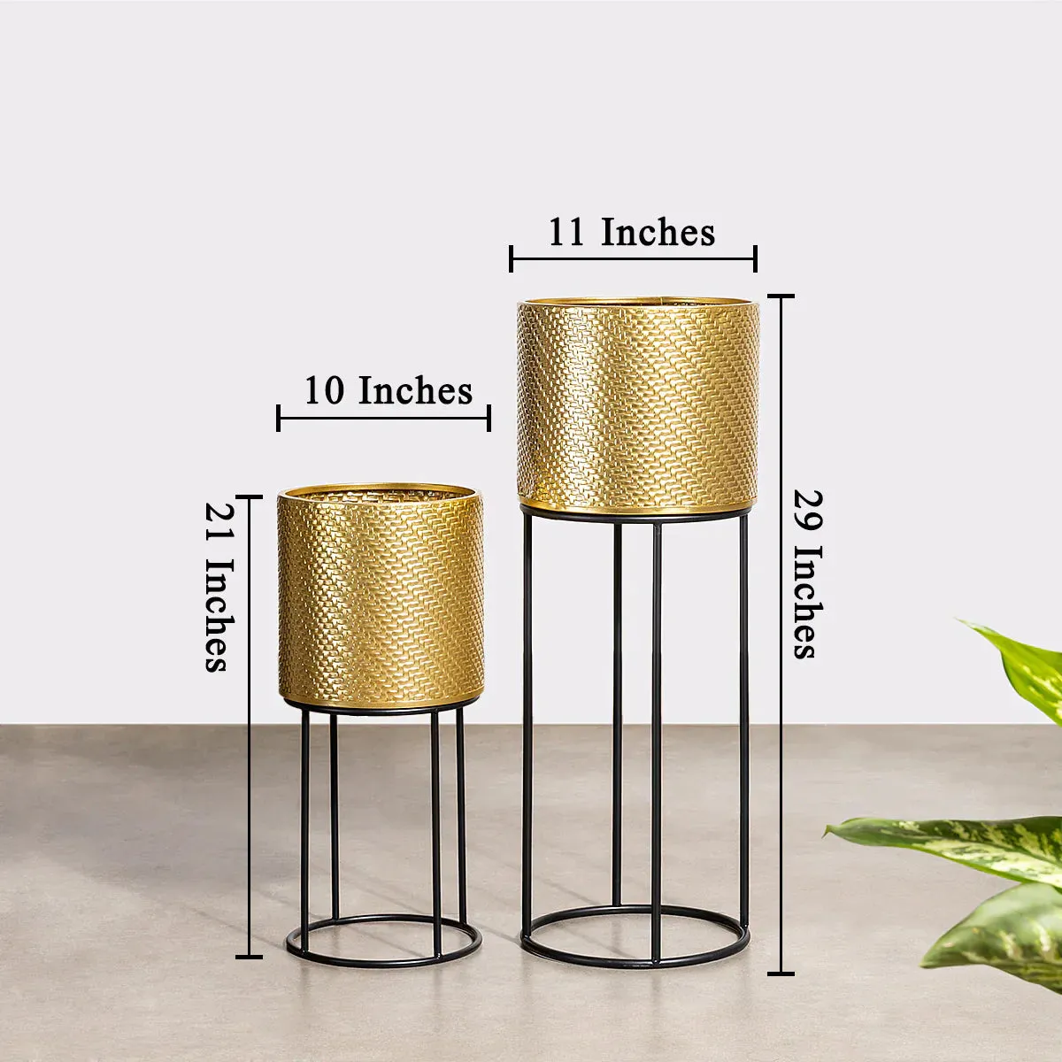 Golden Eclipse Metal Planters - Pair