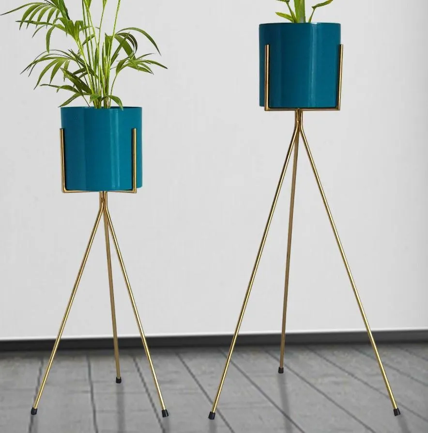GOLDEN STAND  PLANTER SET OF 2