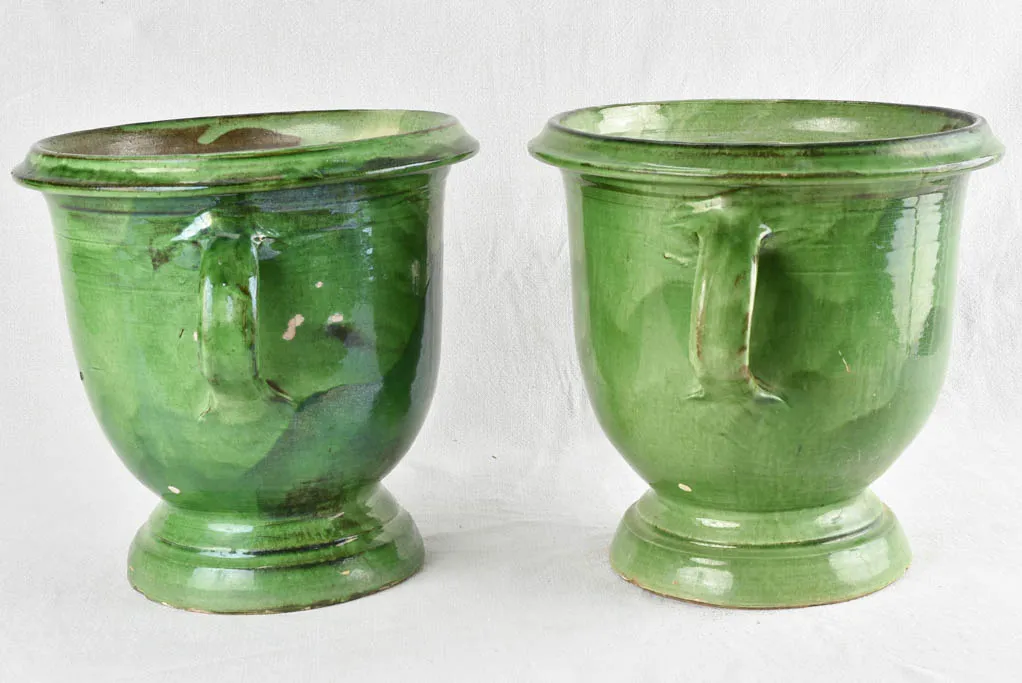 GREEN PAIR OF CASTELNAUDARY PLANTERS 13½"