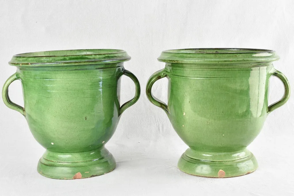 GREEN PAIR OF CASTELNAUDARY PLANTERS 13½"