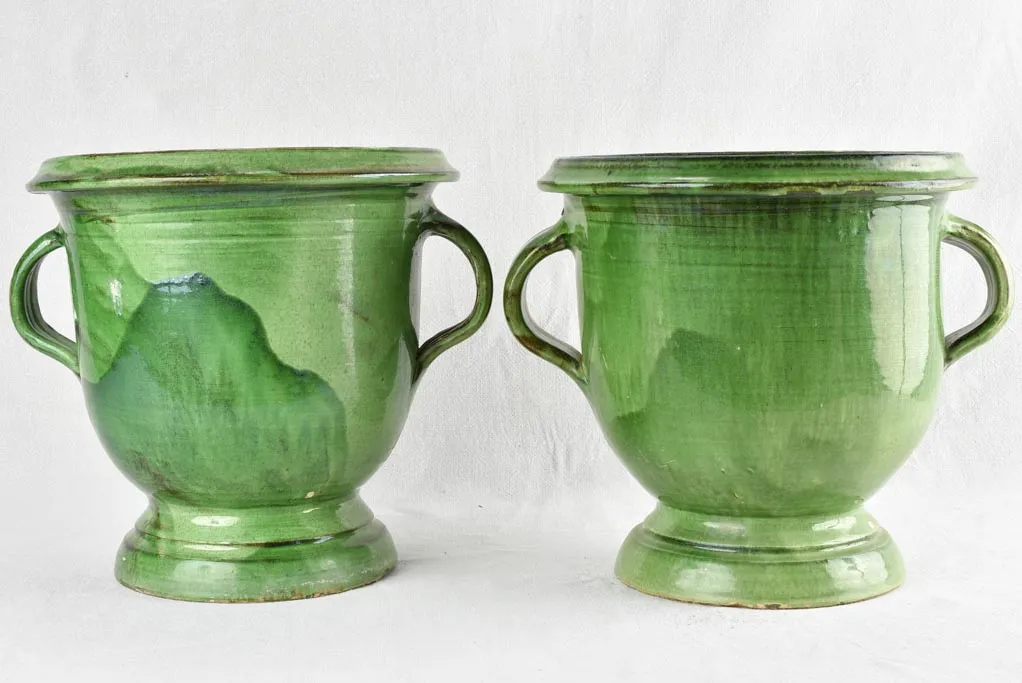GREEN PAIR OF CASTELNAUDARY PLANTERS 13½"