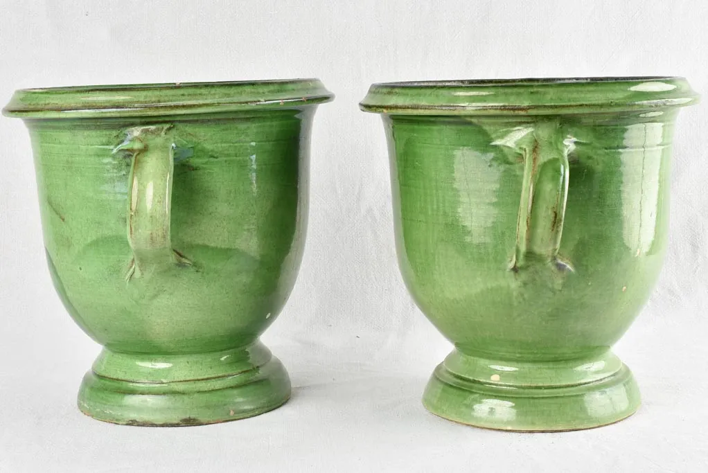 GREEN PAIR OF CASTELNAUDARY PLANTERS 13½"