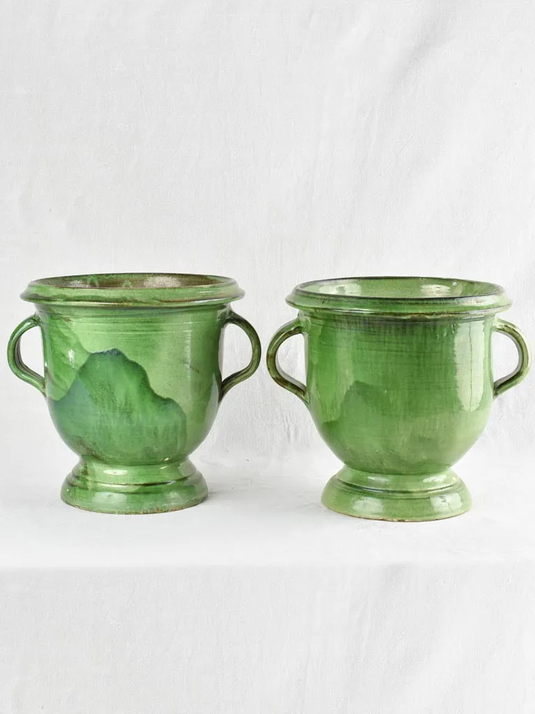 GREEN PAIR OF CASTELNAUDARY PLANTERS 13½"