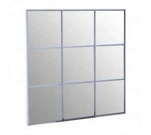Grid Wall Mirror With Silver Finish Frame