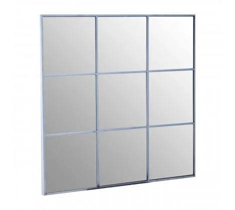 Grid Wall Mirror With Silver Finish Frame