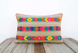 Hand embroidered Moroccan pillow cover
