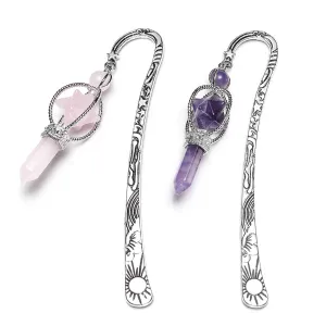 Handmade Amethyst Antique Metal Bookmark | Jovivi