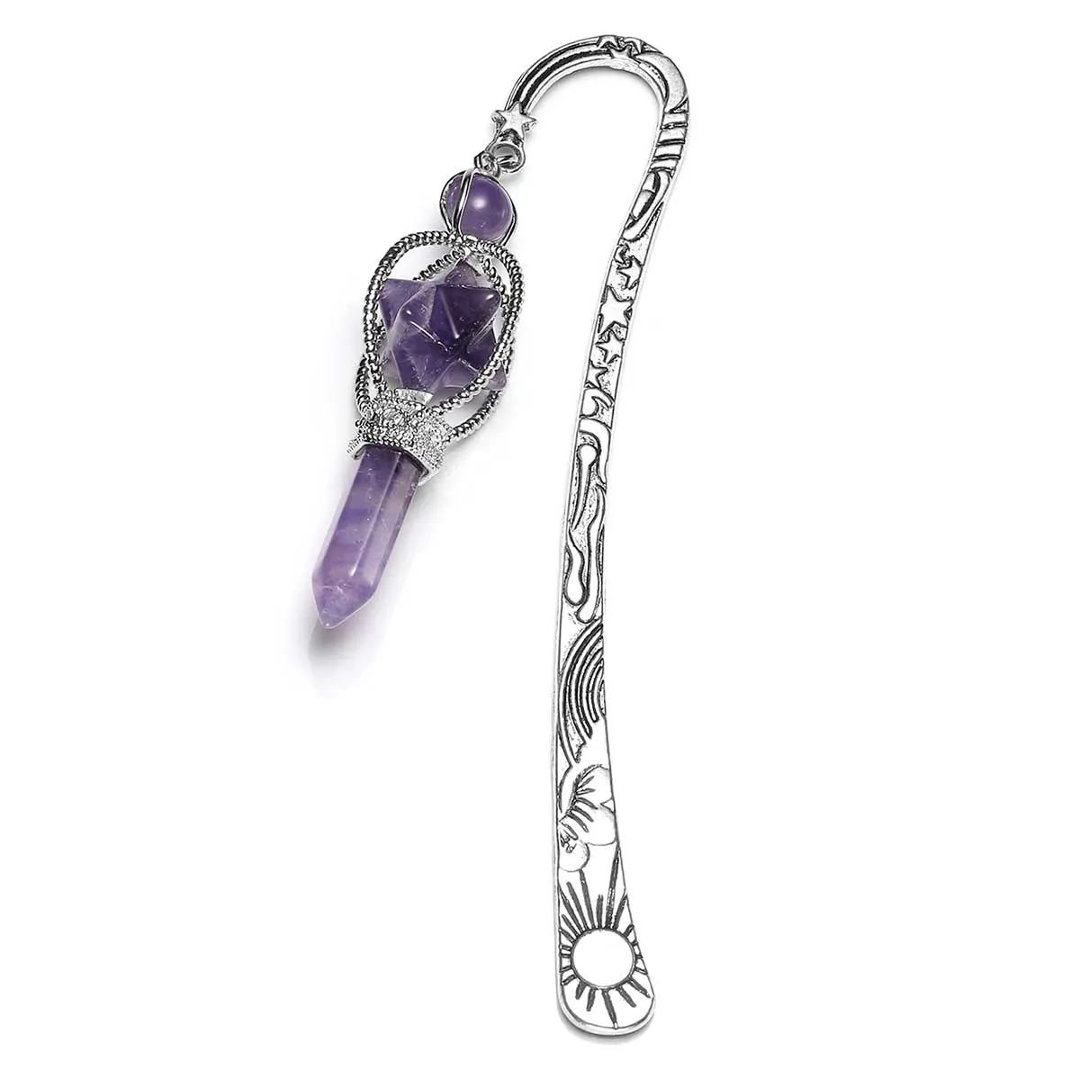 Handmade Amethyst Antique Metal Bookmark | Jovivi
