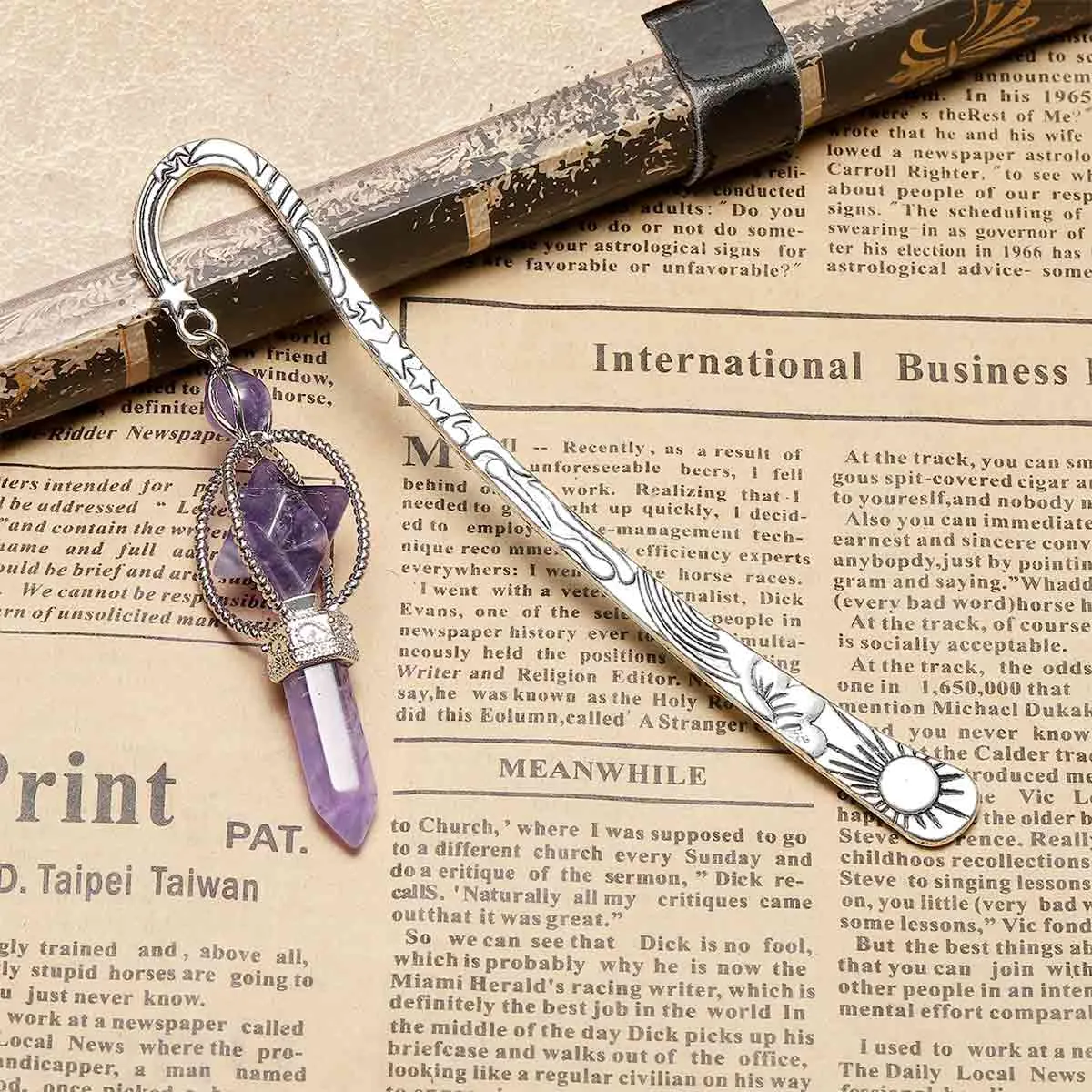 Handmade Amethyst Antique Metal Bookmark | Jovivi