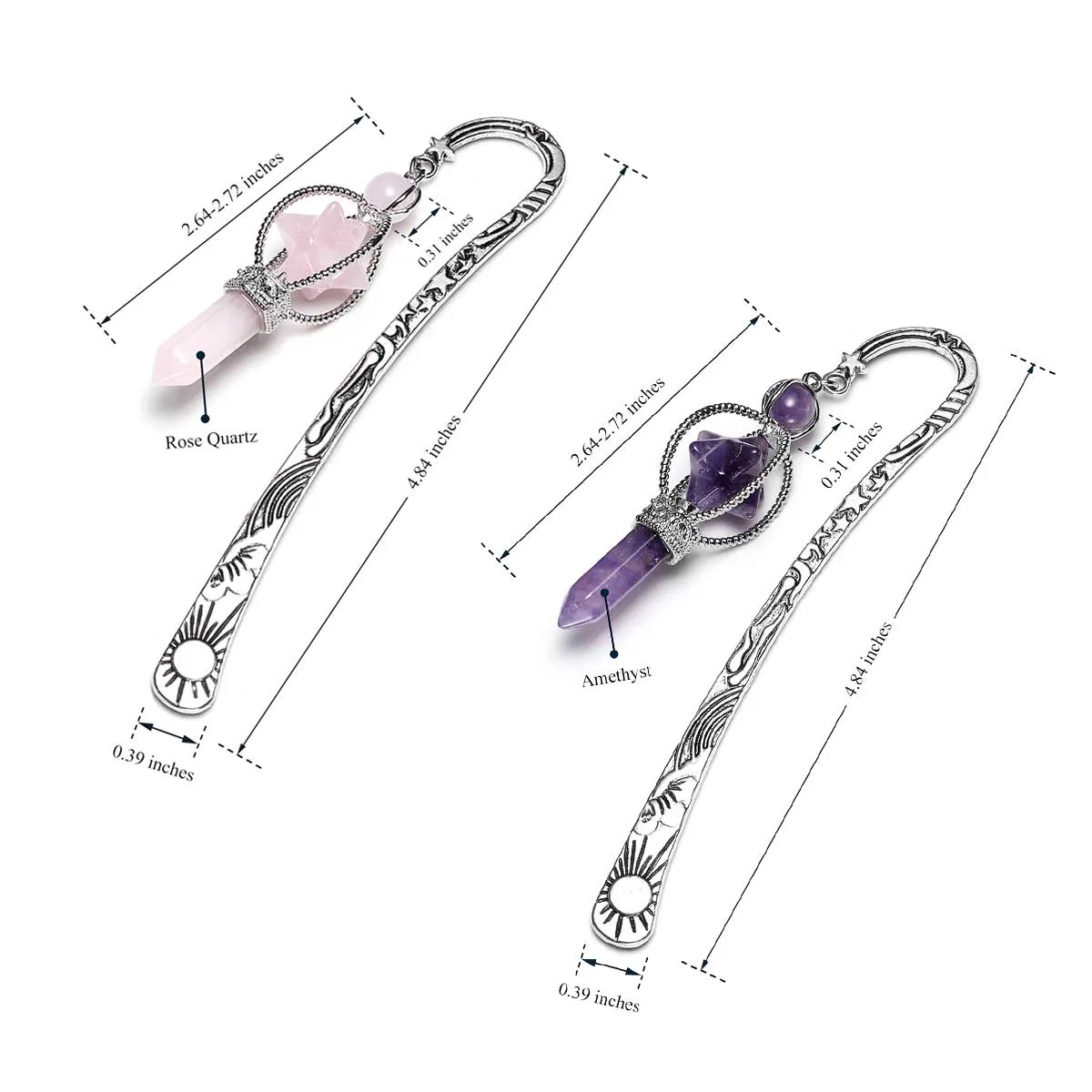 Handmade Amethyst Antique Metal Bookmark | Jovivi