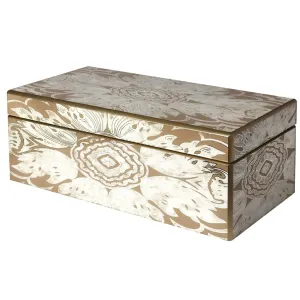 Handmade Reverse Painted Mirror Rectangular Box in Beige