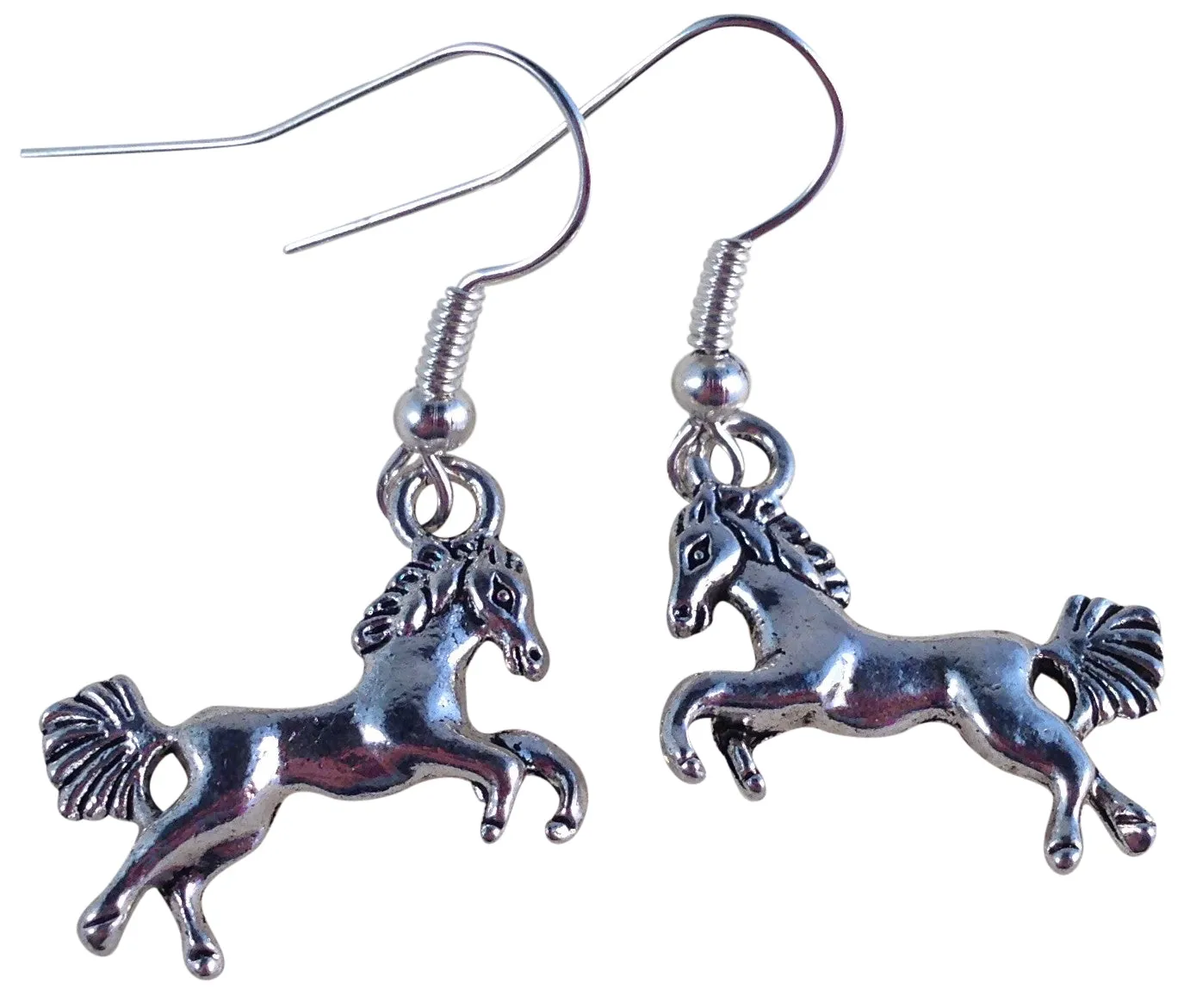 Horse Charm Tibetan Silver Plated Earrings