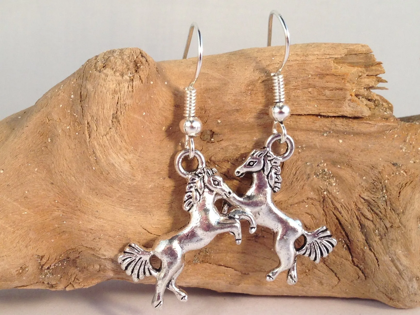 Horse Charm Tibetan Silver Plated Earrings