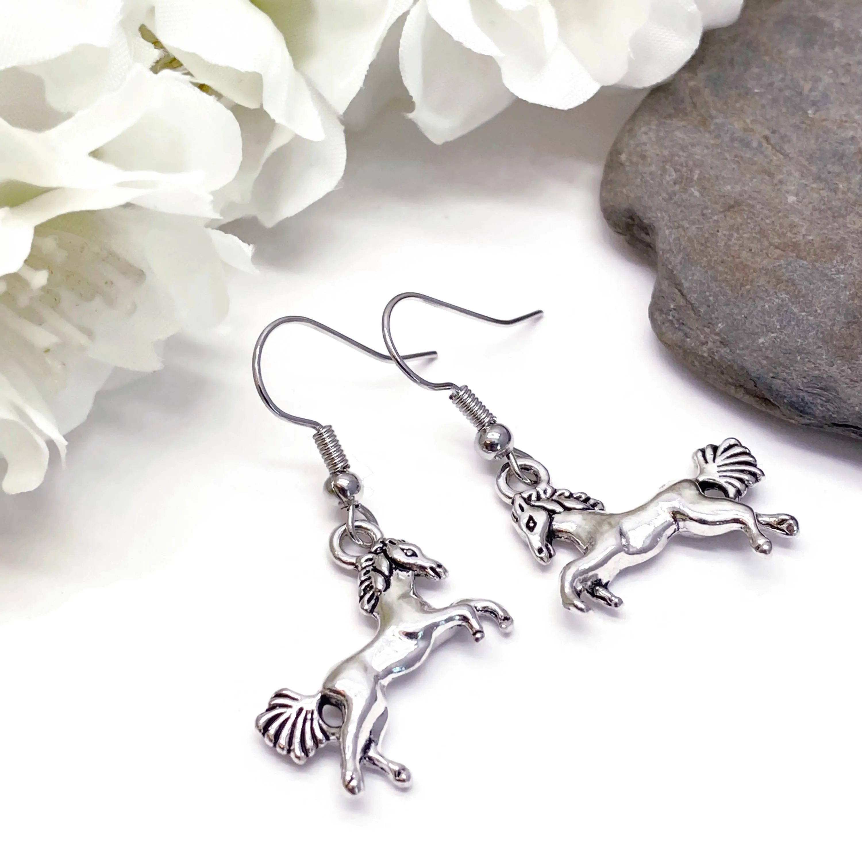 Horse Charm Tibetan Silver Plated Earrings