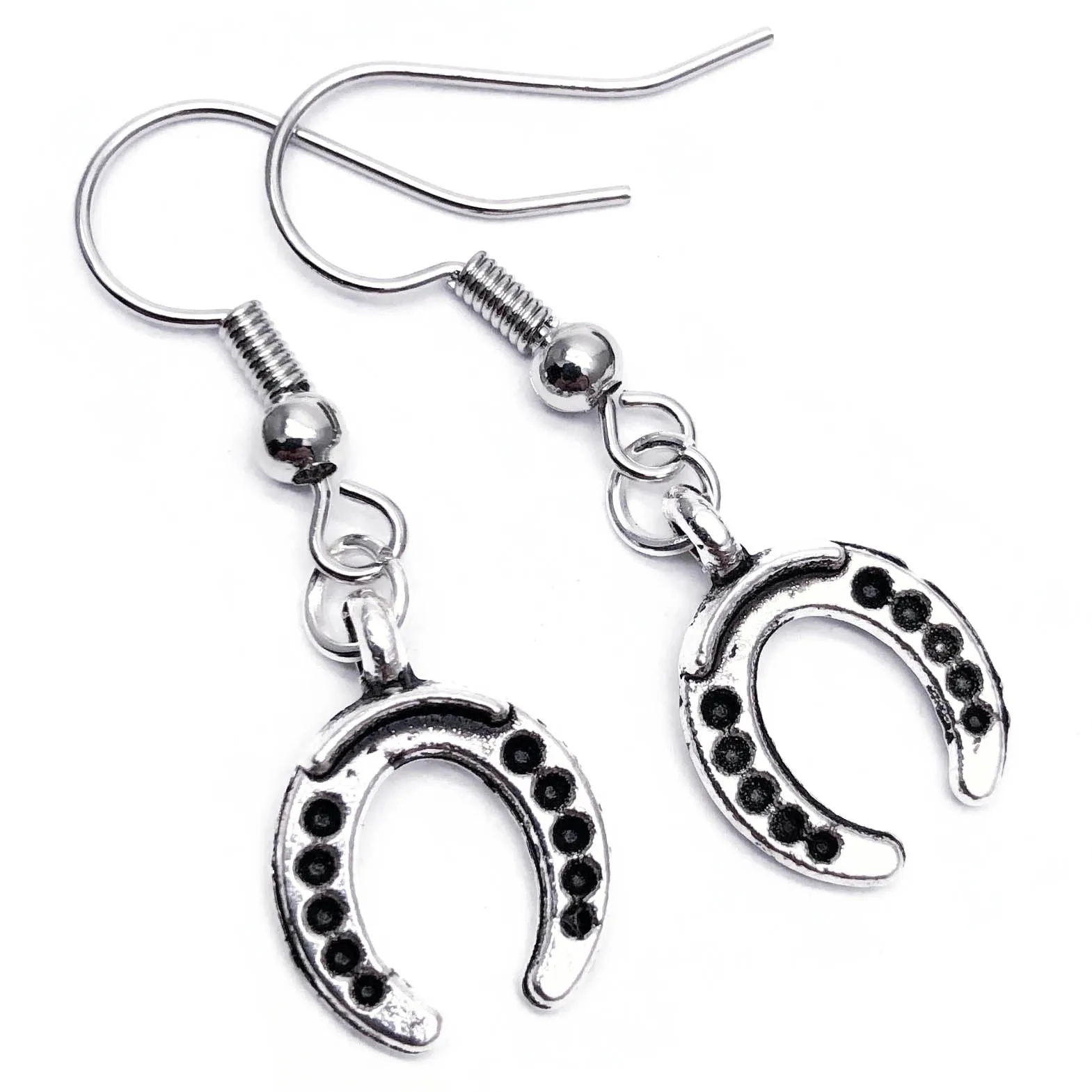Horseshoe Tibetan Silver Plated Charm Earrings