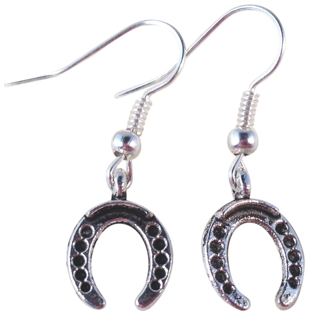 Horseshoe Tibetan Silver Plated Charm Earrings