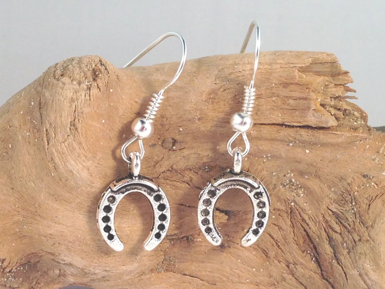 Horseshoe Tibetan Silver Plated Charm Earrings