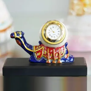 Jiya's Handicrafts Handcrafted Marble Camel Clock Timeless Elegance for Interior Decor Your Home