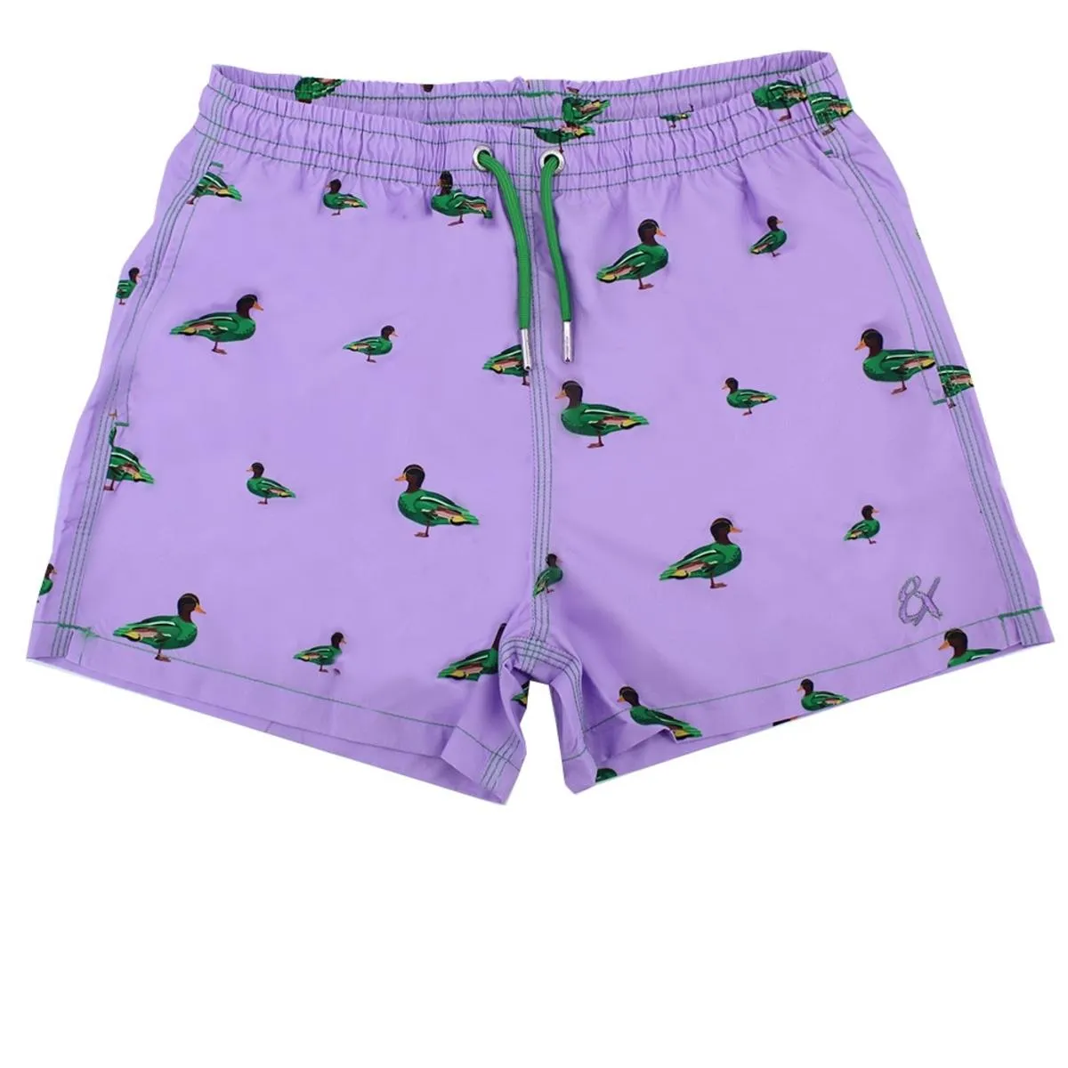 Lilac Duck Print Swim Trunks by EightX