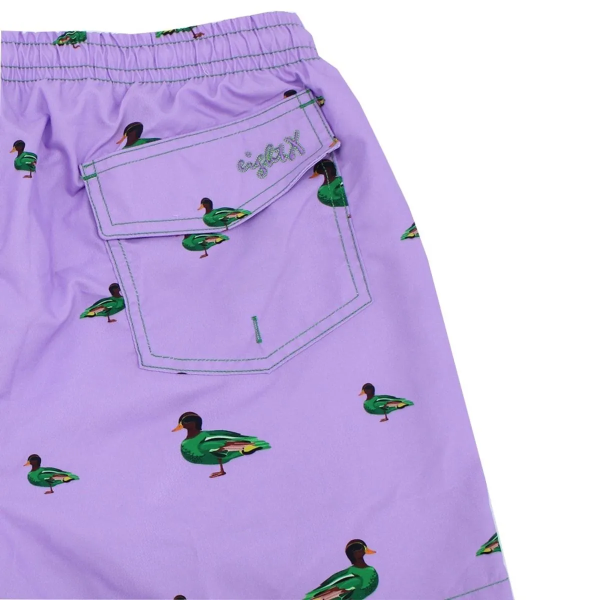 Lilac Duck Print Swim Trunks by EightX