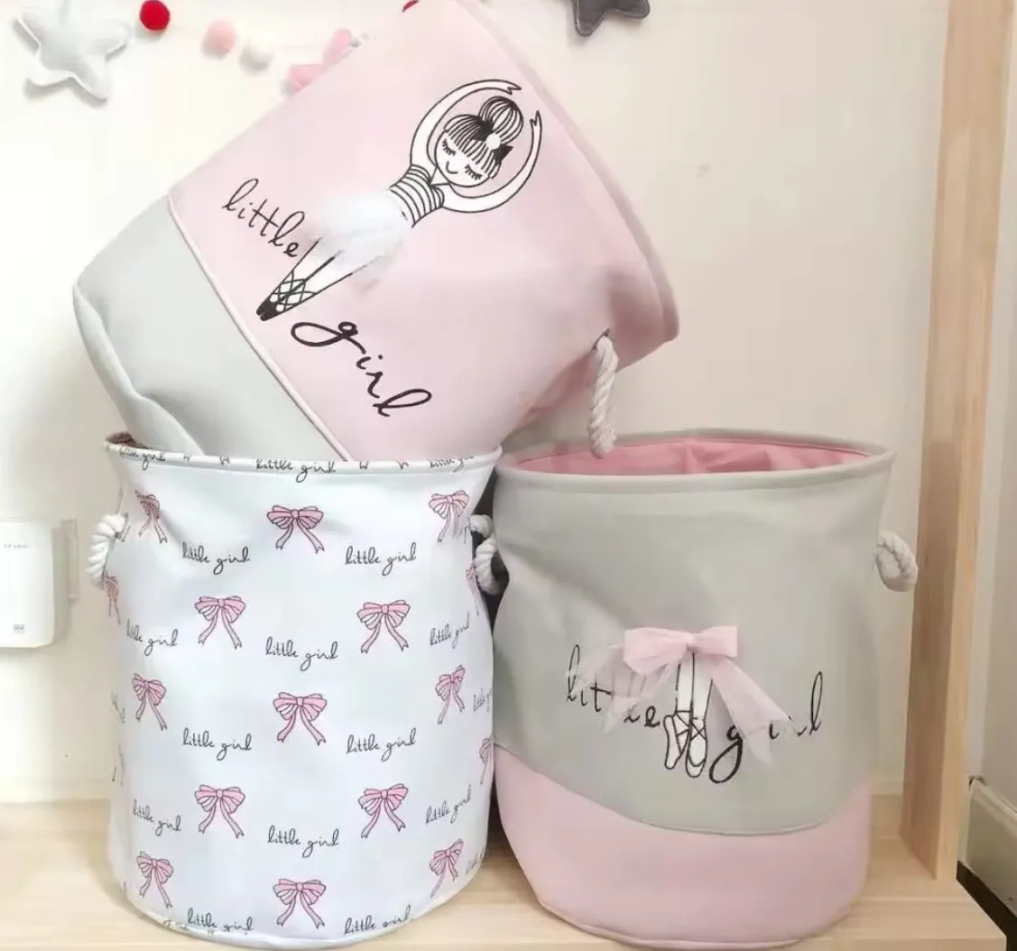 Little Girl Storage Basket - White