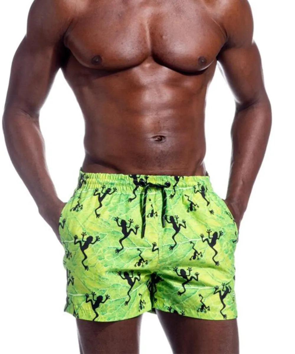 Maragogi Swim Trunks Lime Green Frogs