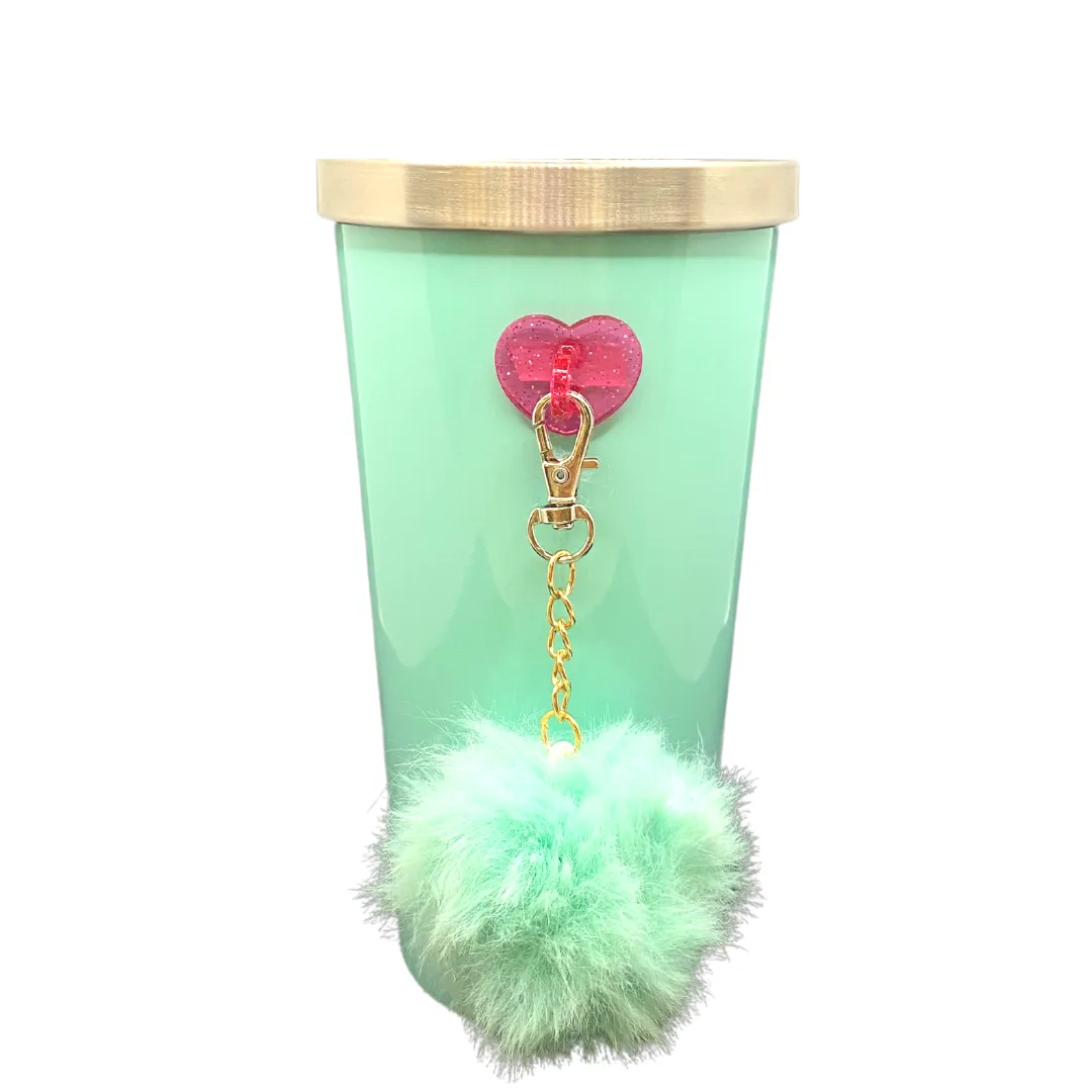 Mint PomPom Water Bottle Charm