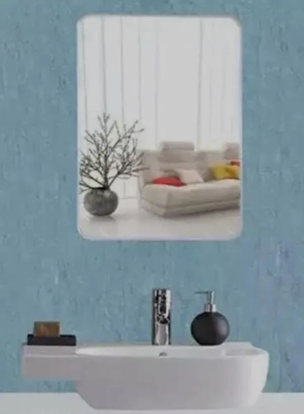 Mirror Trendz Rounded corner Shape Fine Finish Mirror for Bathroom Bedroom Living Room (12×18)
