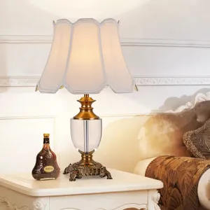 Modern Bell Shade Desk Lamp with Fabric, White Color - Perfect for Dining Room