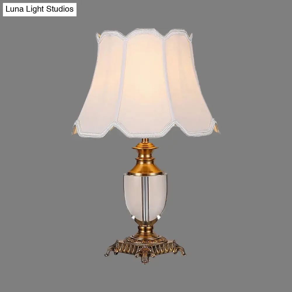 Modern Bell Shade Desk Lamp with Fabric, White Color - Perfect for Dining Room