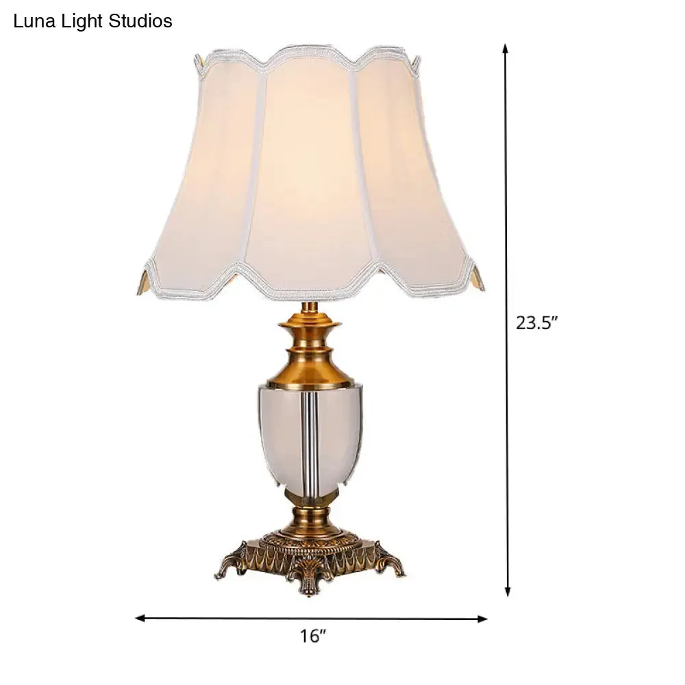Modern Bell Shade Desk Lamp with Fabric, White Color - Perfect for Dining Room