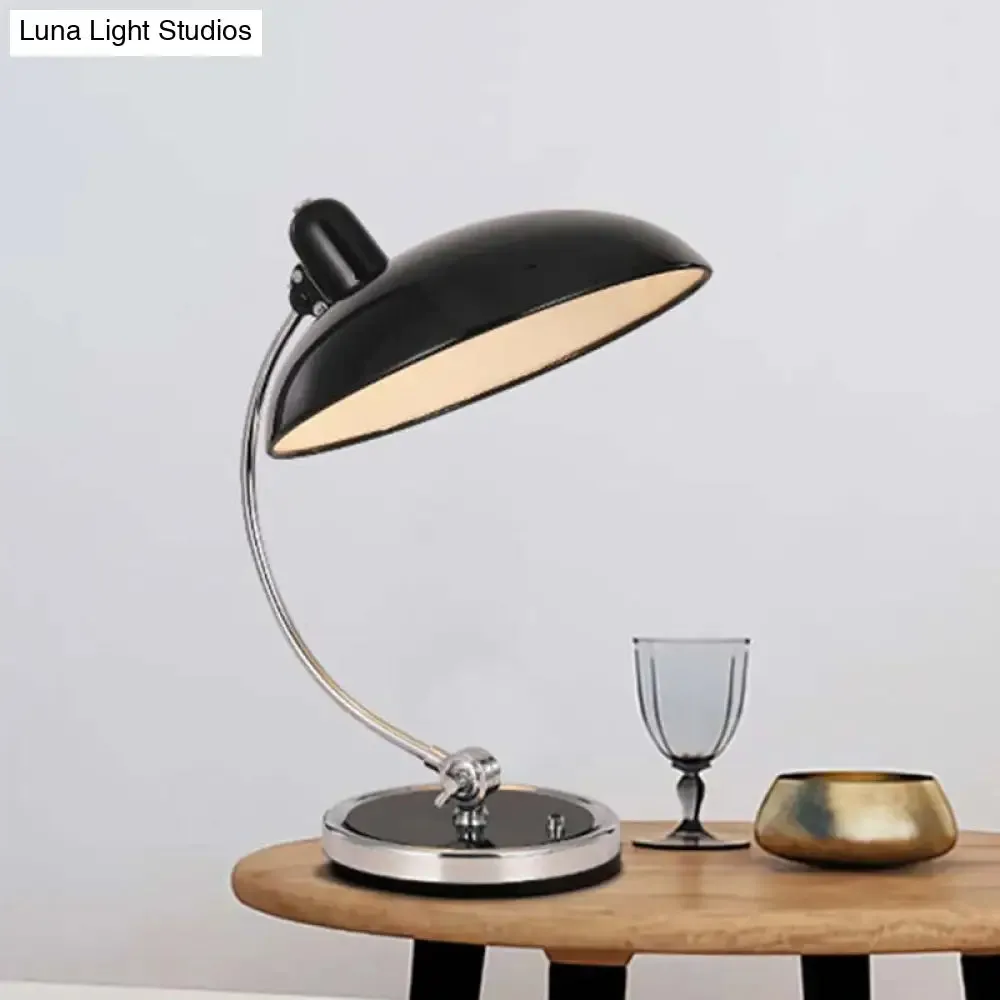 Modern Black Small Desk Lamp with Flat Metal Shade - 1 Head Dining Room Task Light